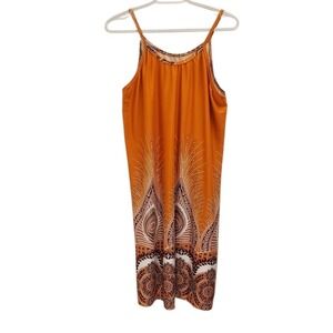 Unbranded Orange Sleeveless Midi Dress